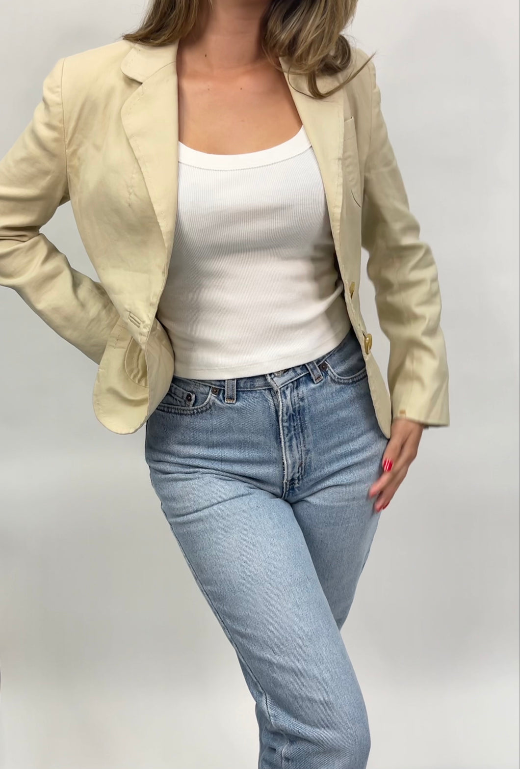 Cream Two-Button Blazer